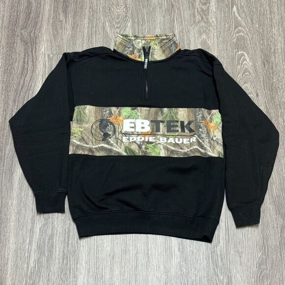Eddie Bauer EBTEK Asap Worldwide Camo Jacket Mens Small Black Quarter Zip Street - Picture 1 of 8